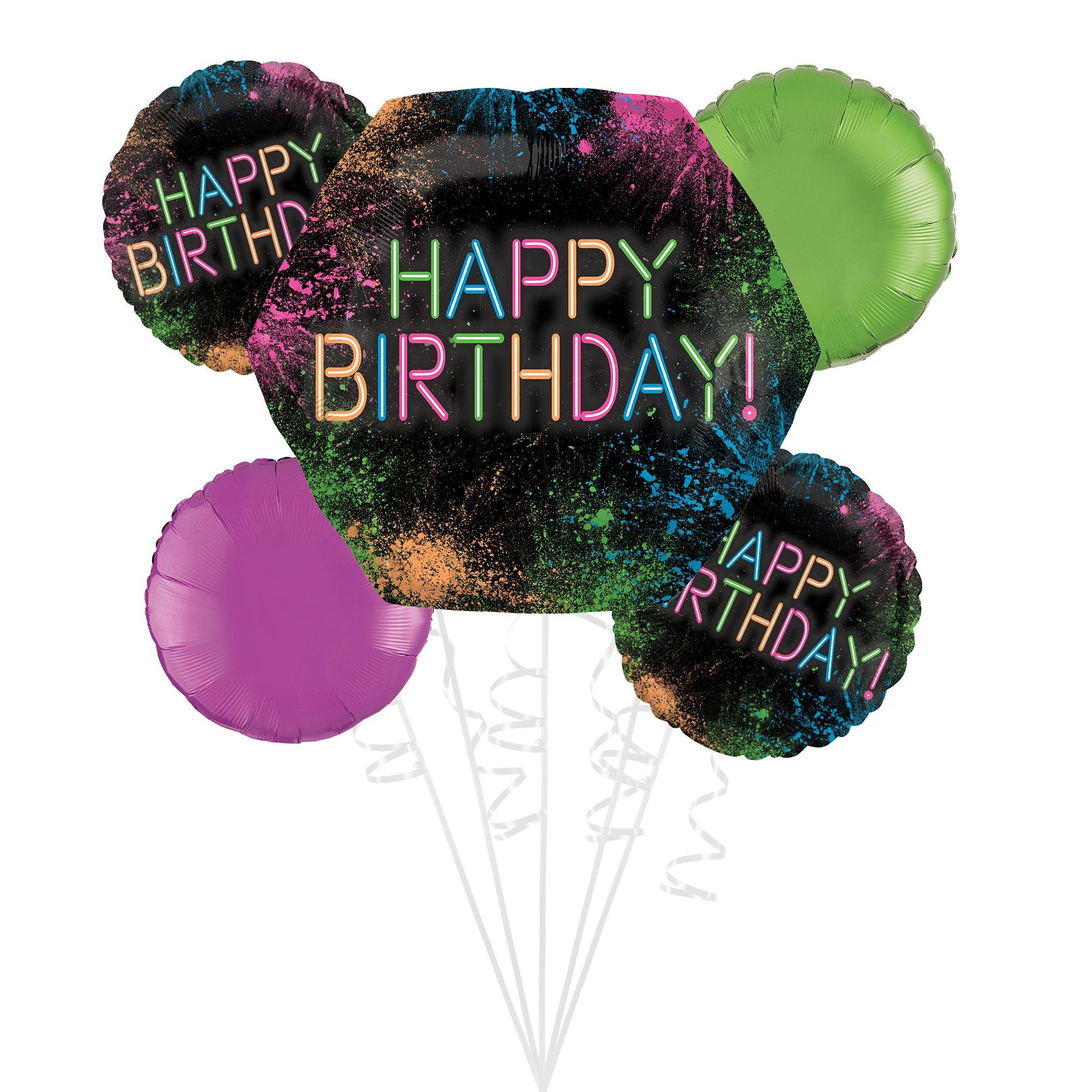 Let's Glow Crazy Birthday Foil Balloon Bouquet